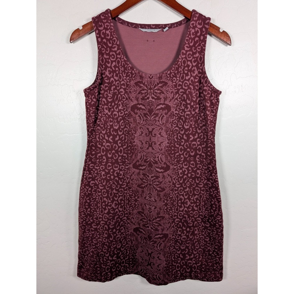 Athleta‎ Dress Women Small Burgundy Animal Print Floral Shayla Sheath Tank Dress